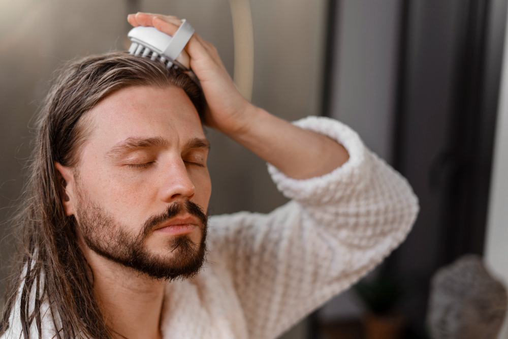 Man Performing Scalp Massage To Reduce Hair Loss