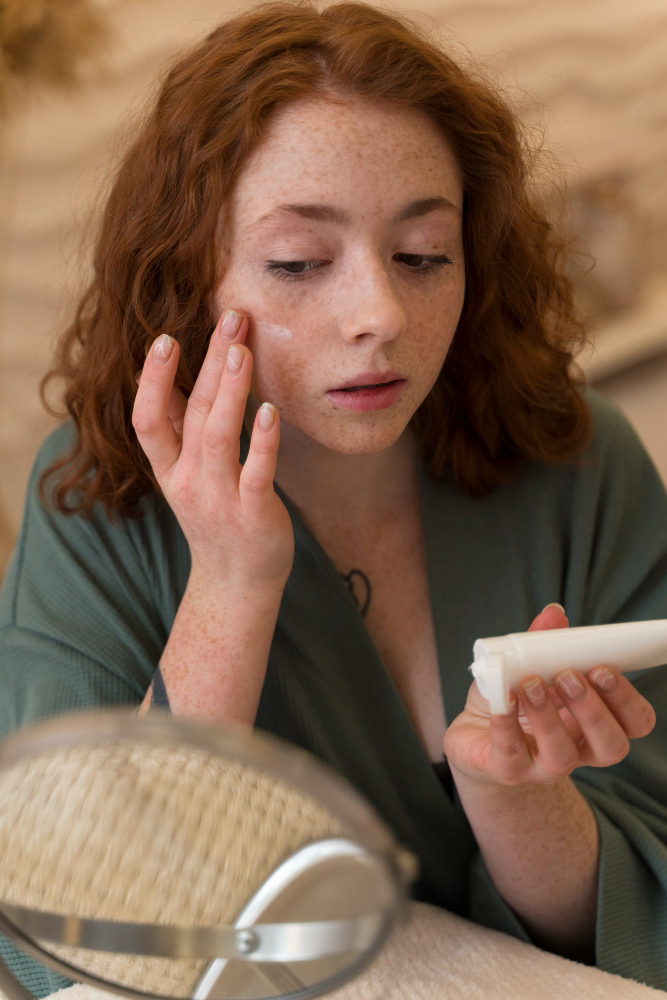 Applying Sunscreen On Acne Prone Adult Skin