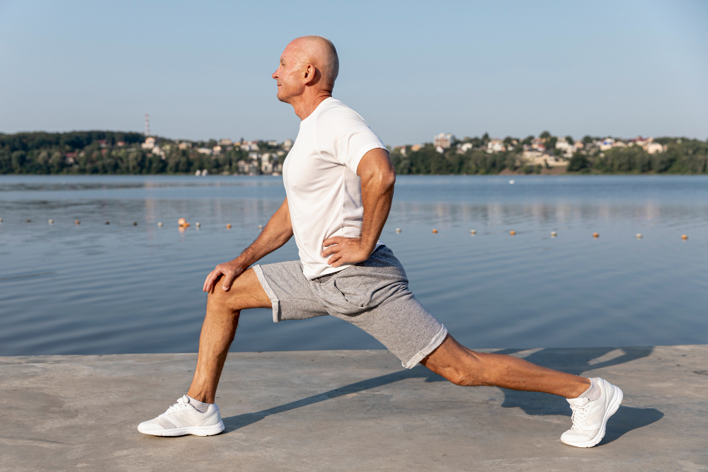 Middle Aged Adult Stretching Knees And Hips To Support Joint Health